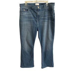 Jen 7 Cropped Kick Flare Jeans Size 16 Blue Denim Stretch Comfortable Casual